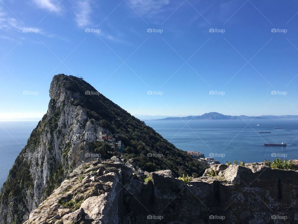Gibraltar - Views of North Africa - Mediterranean Sea - Mount Jebel Musa -
