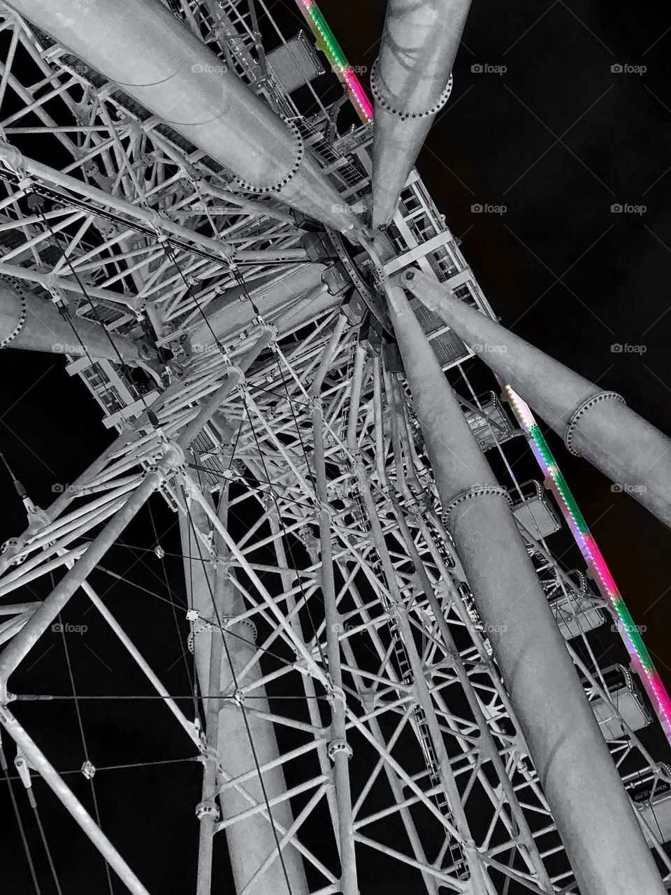 Ferris wheel viewed from below