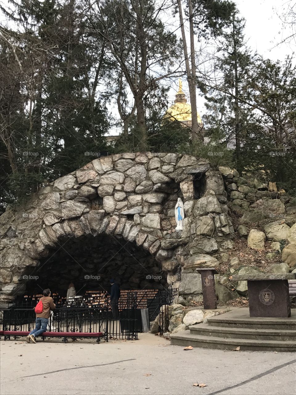The Grotto of Our Lady of Lourdes is located at the University of Notre Dame 