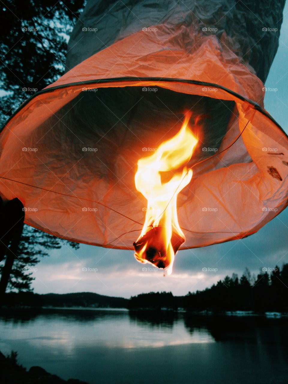 Sky lantern flying on sky