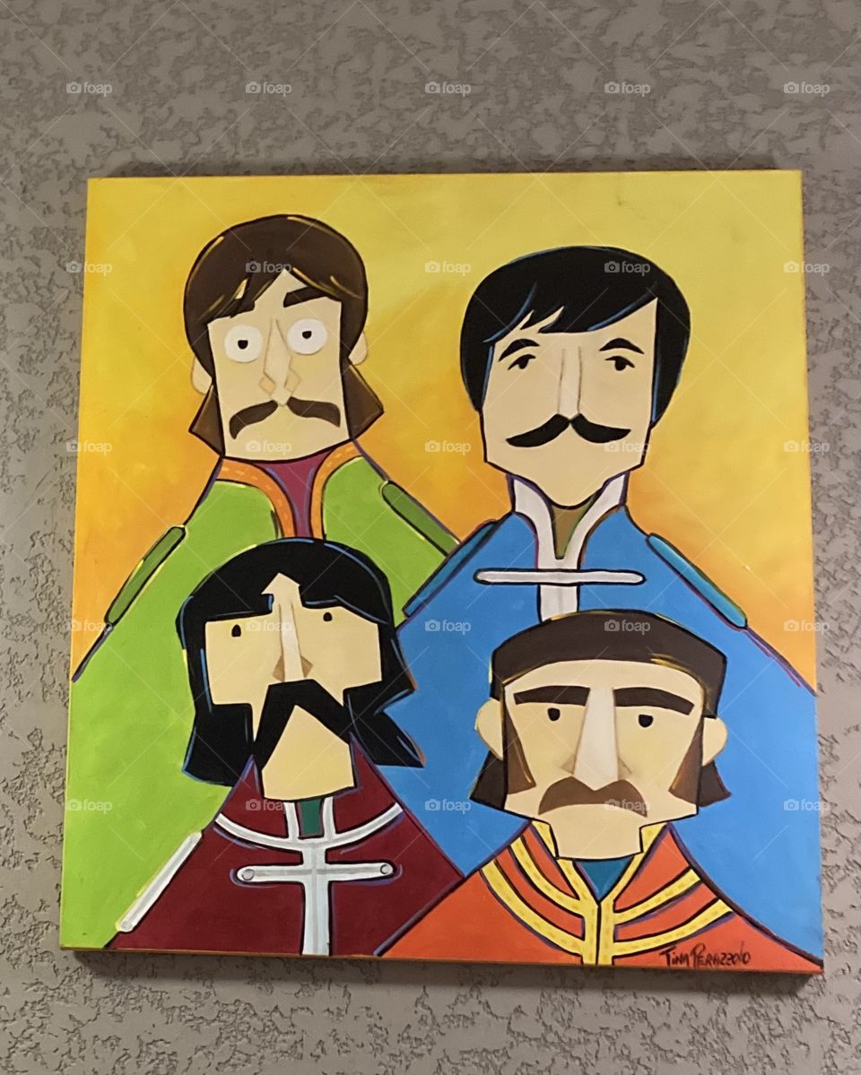 The Beatles! Quem não gosta do quarteto de Liverpool? Aqui, um quadro com o sicômoros músicos.