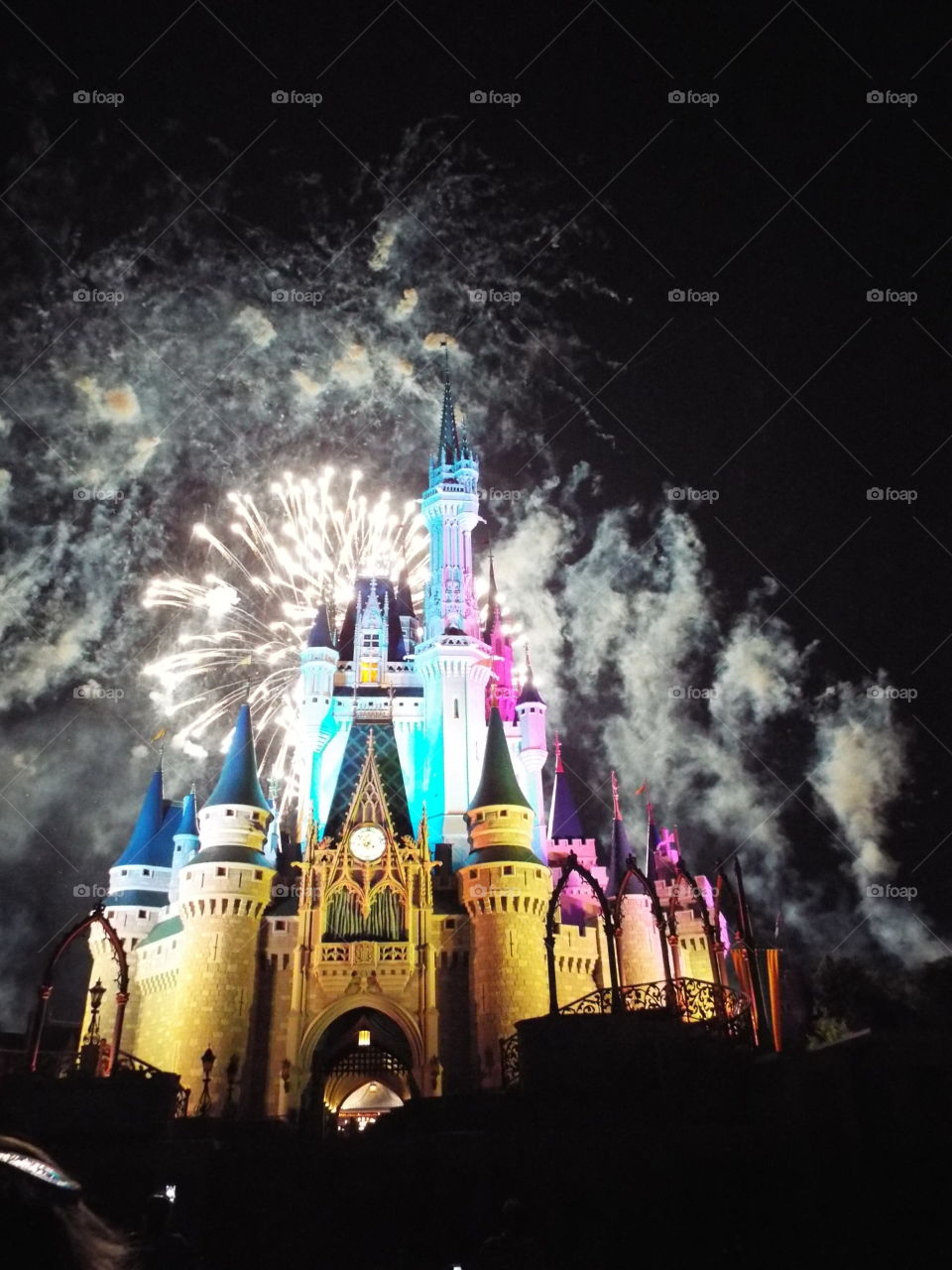 color fireworks castle