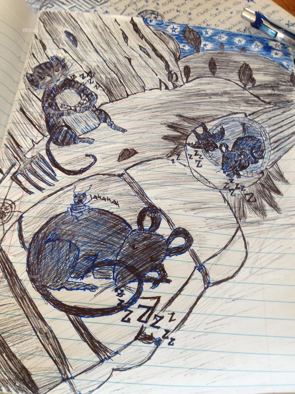 Cartoons in blue