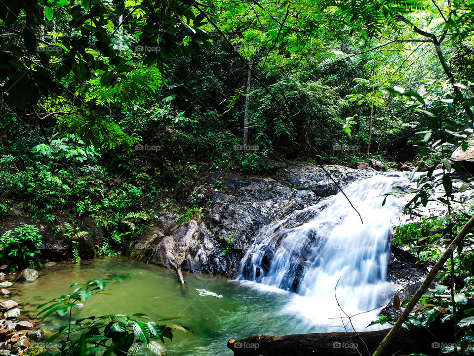 Waterfall from Pulai Mountain, johor, malaysia