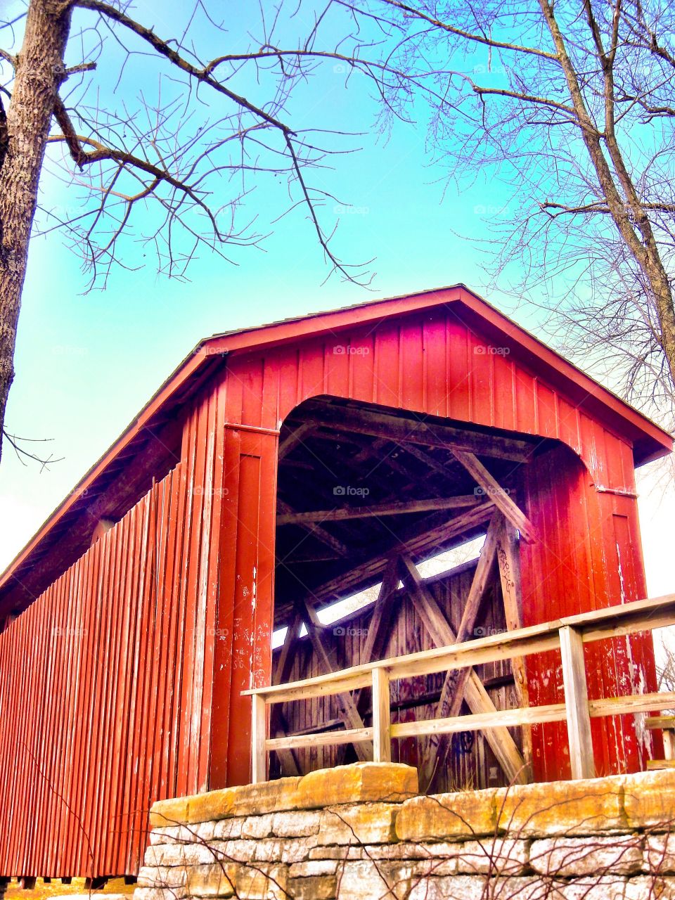 Red bridge in Indiana 