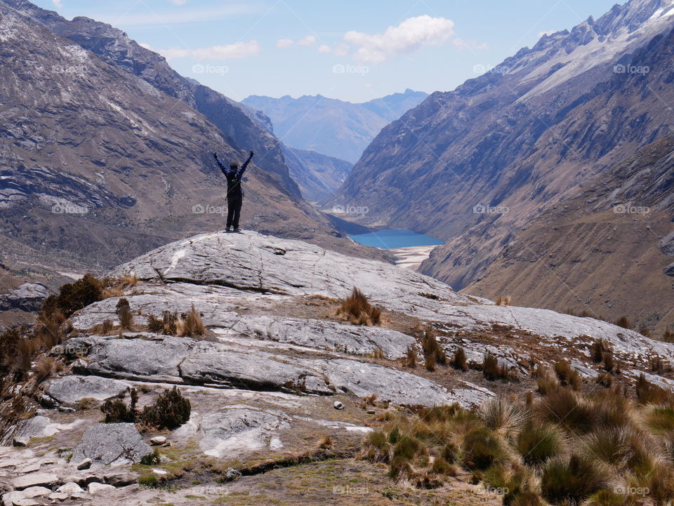 Female hiker happy to reach her destination