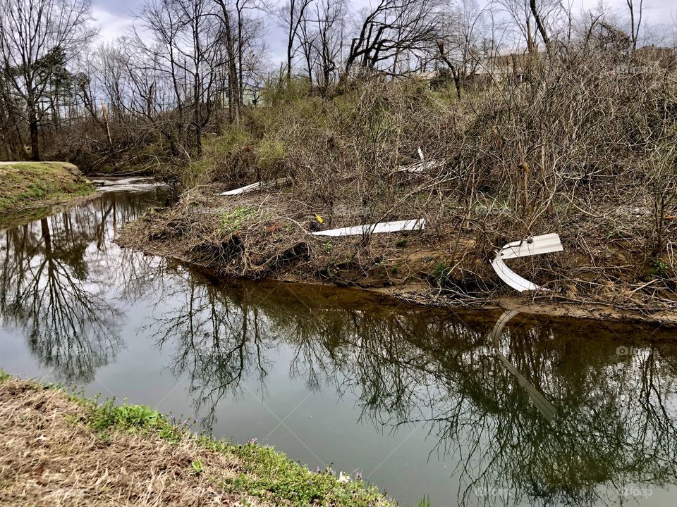 Damage and debris from major tornado 