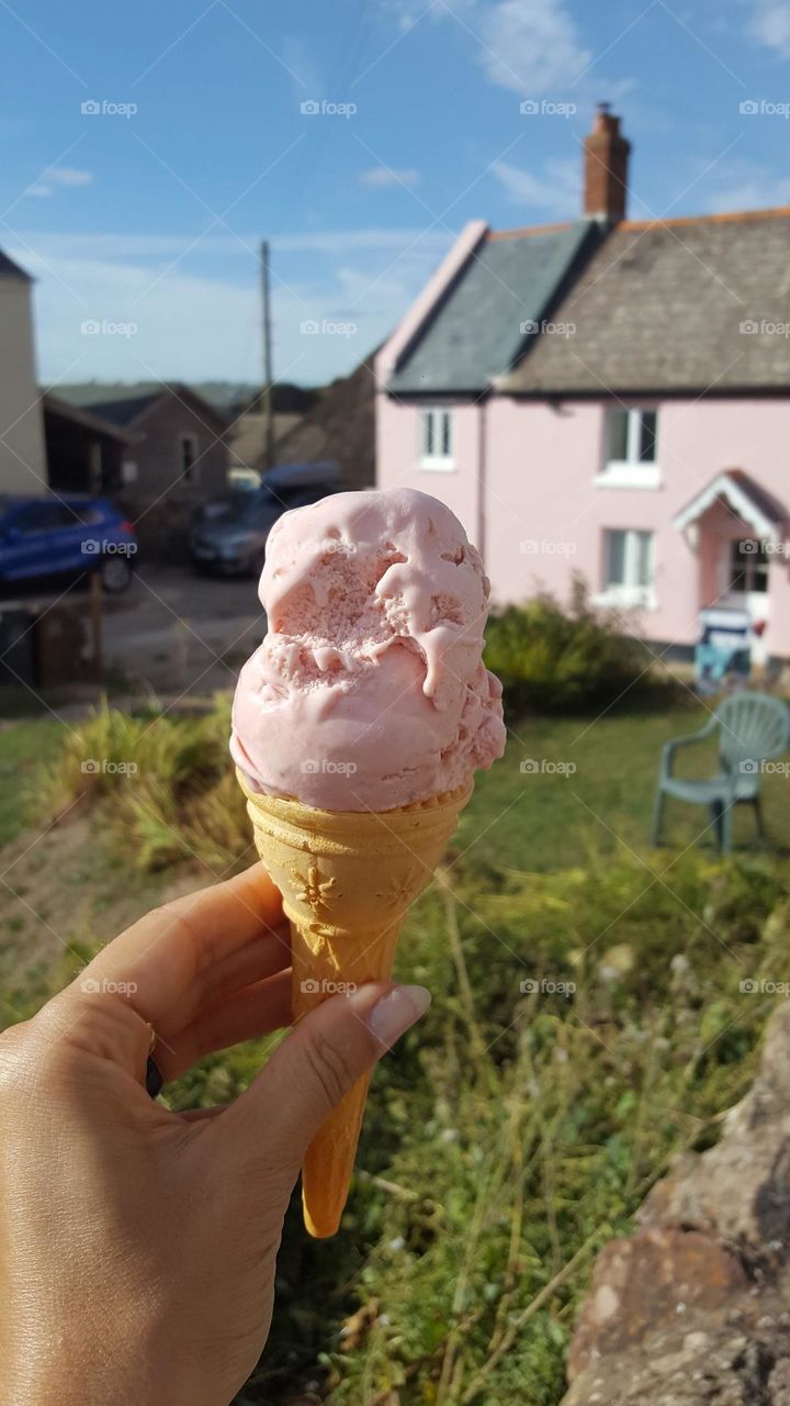 Pink color. Pink ice-cream.
