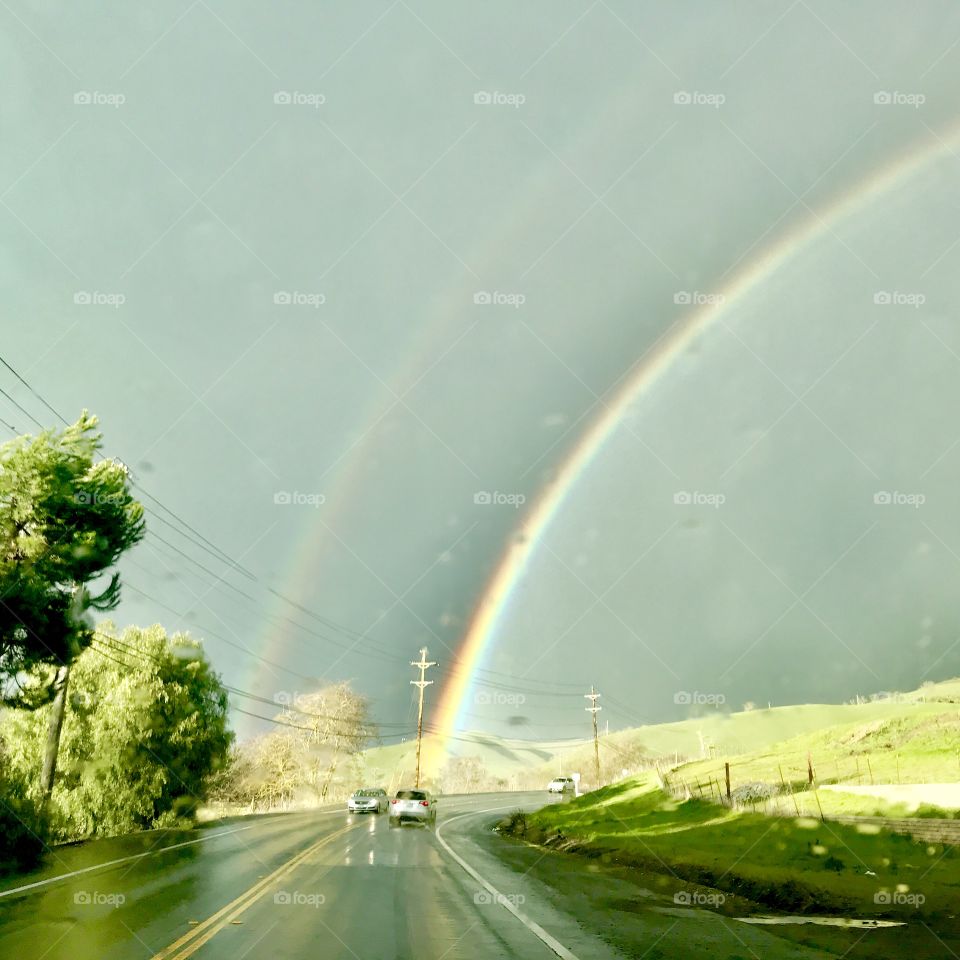 Double rainbow here today, loved looked at it! Looked even better in person. 