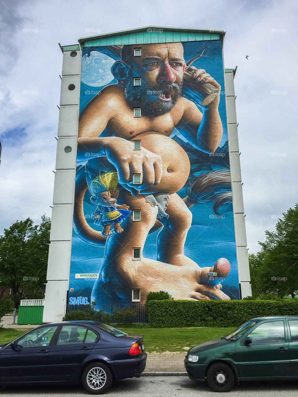 Fantastic graffiti art on a apartment building in Holma Malmö Sweden. Art by SMUG