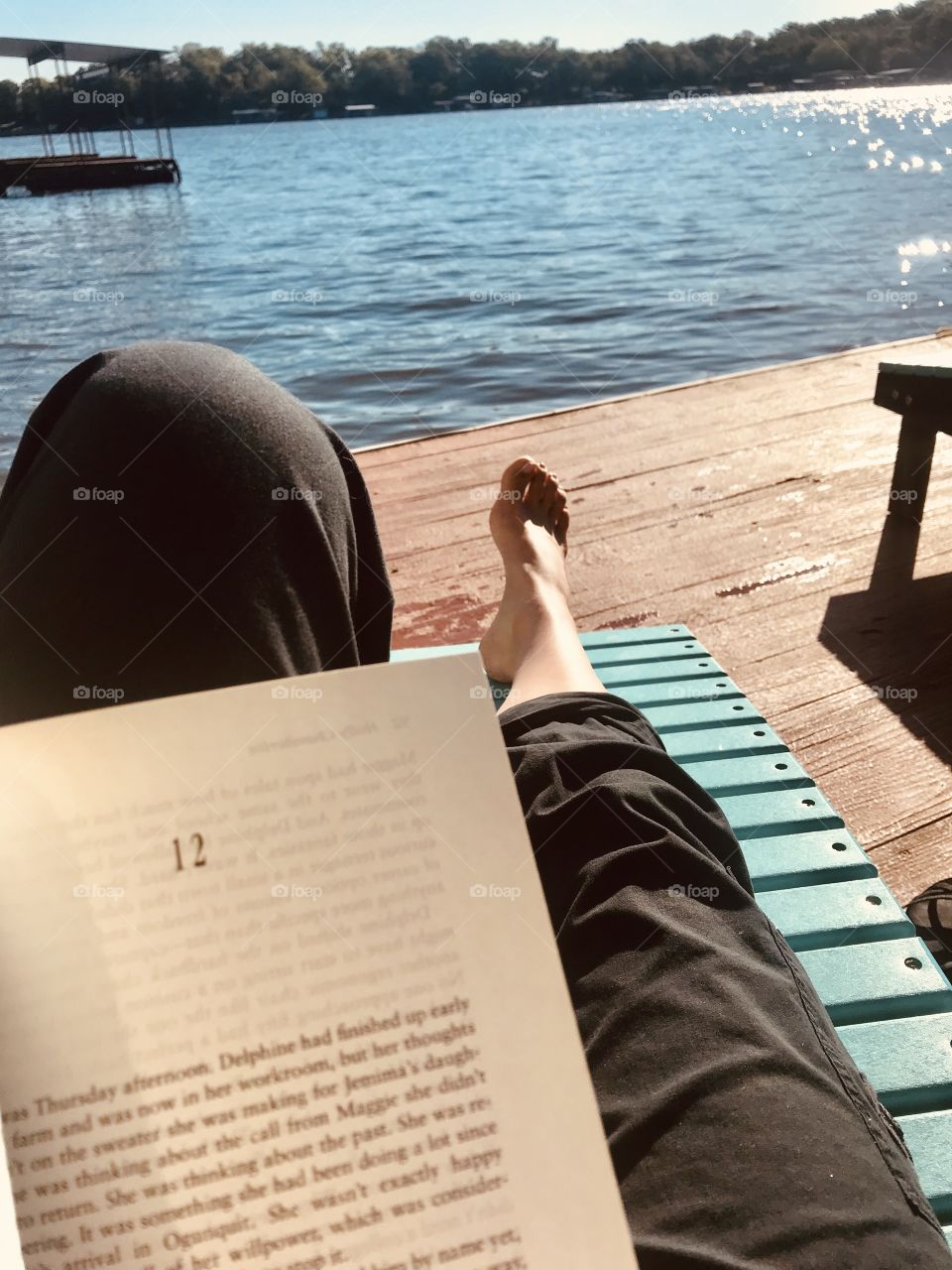 Reading a wonderful book on a lounge chair on the dock on a gorgeous lake morning is a great way to keep your mind in shape!! 