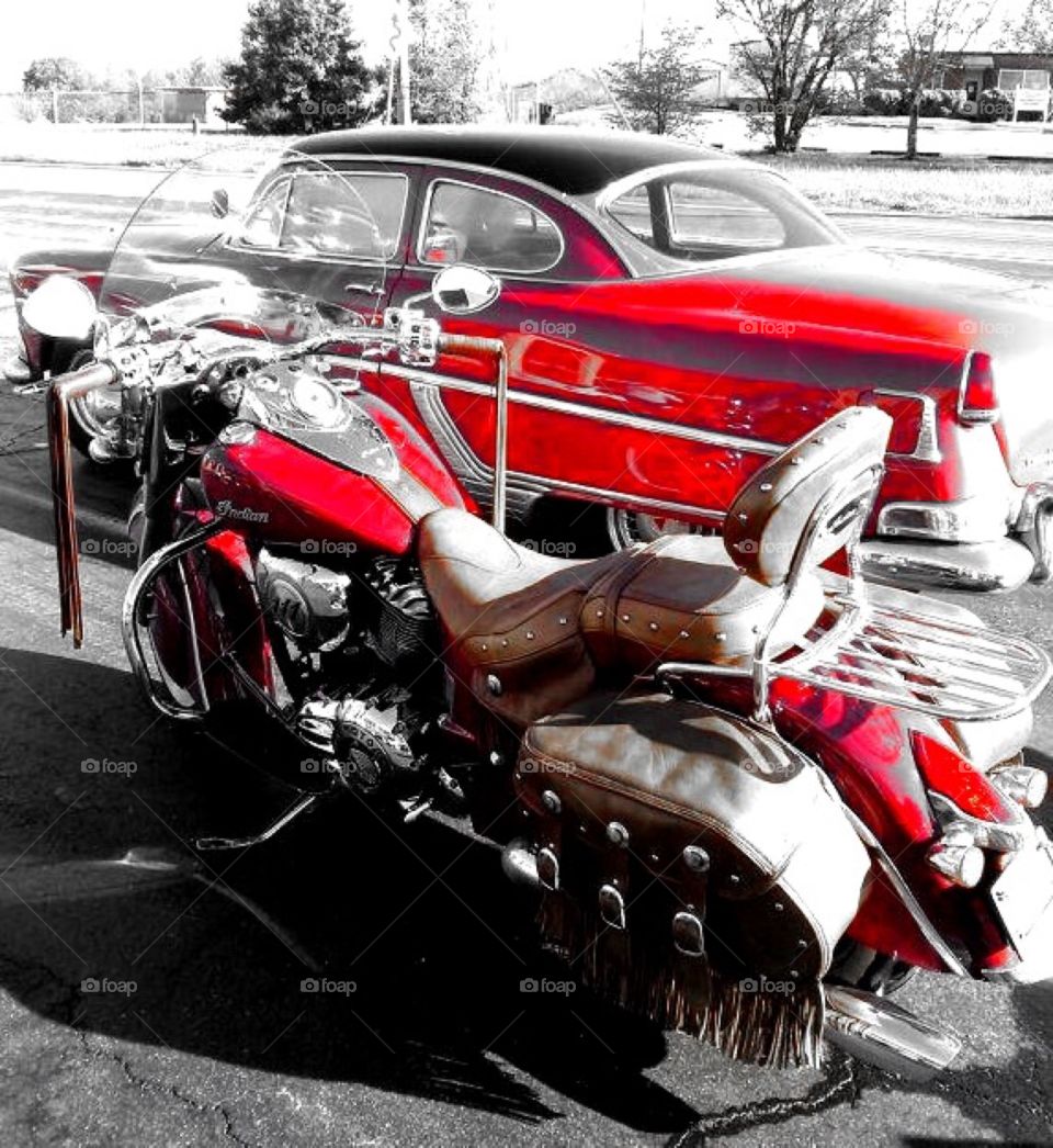 Vintage cars and an Indian 