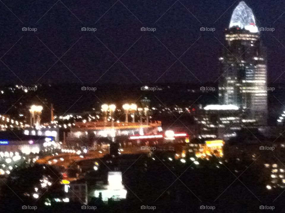 Cincinnati at night. View of Cincinnati cityscape at night
