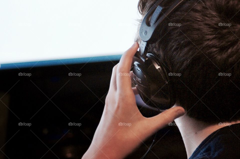 Boy Wearing Headphones 