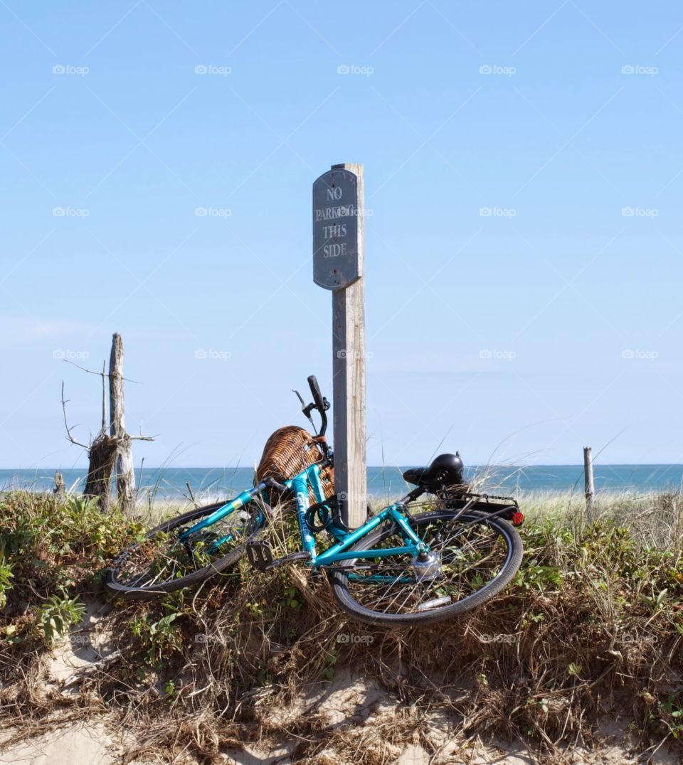 parked bike. beach bike