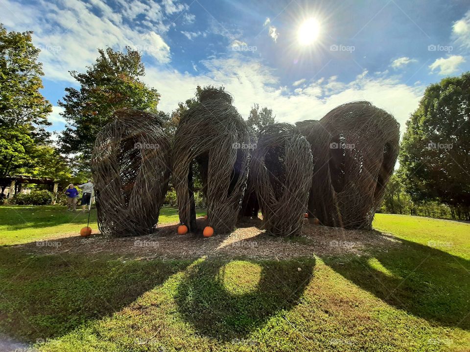 Giant stick sculptures by Patrick Dougherty.