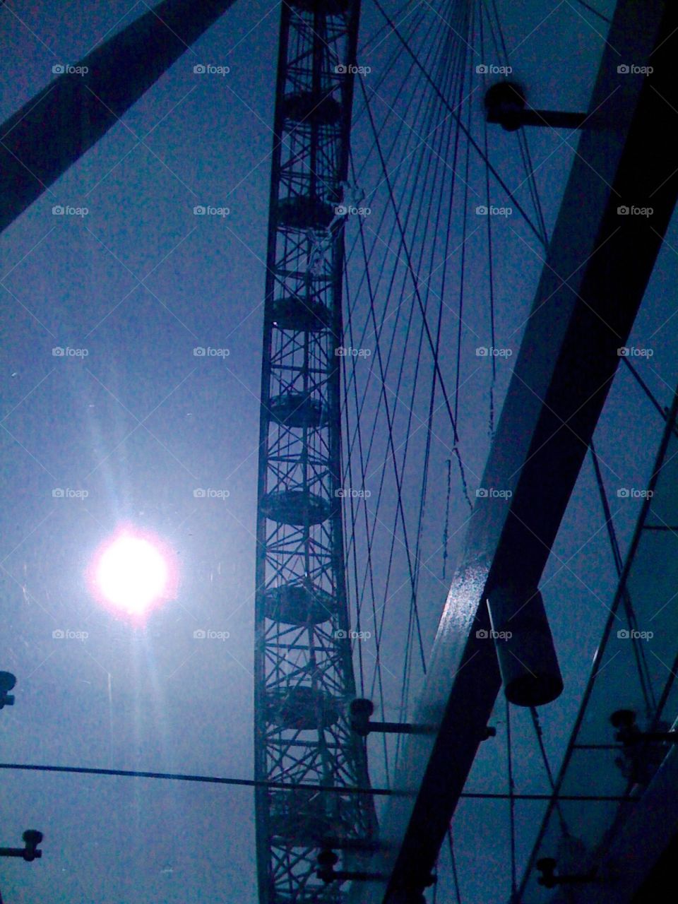 Sun in the Eye. The sun silhouettes the London eye.