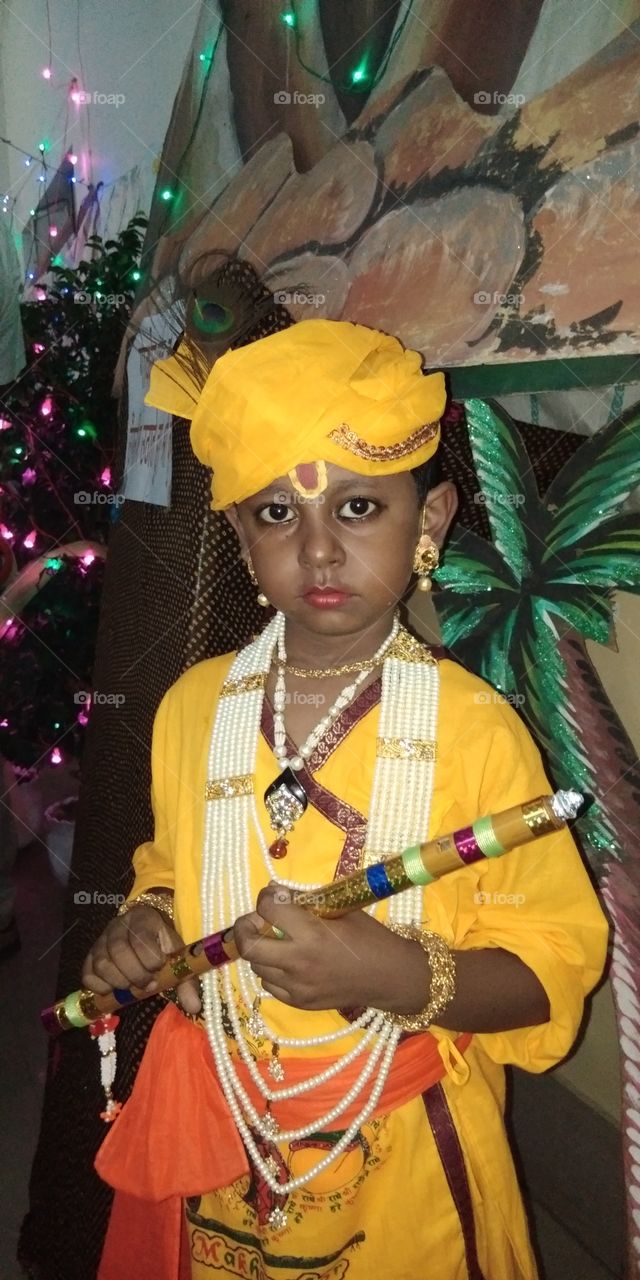 lord krishna , god krishna, kids yellow Fancy dress, krishna dress