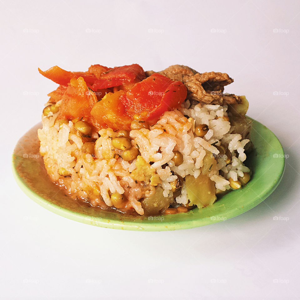 Tomato and Beef on Rice