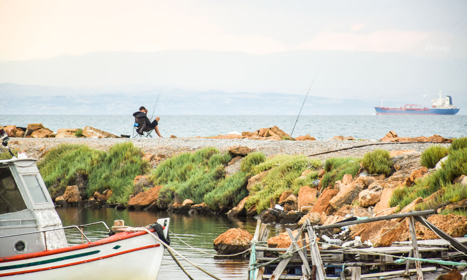 Young Man Fishing
