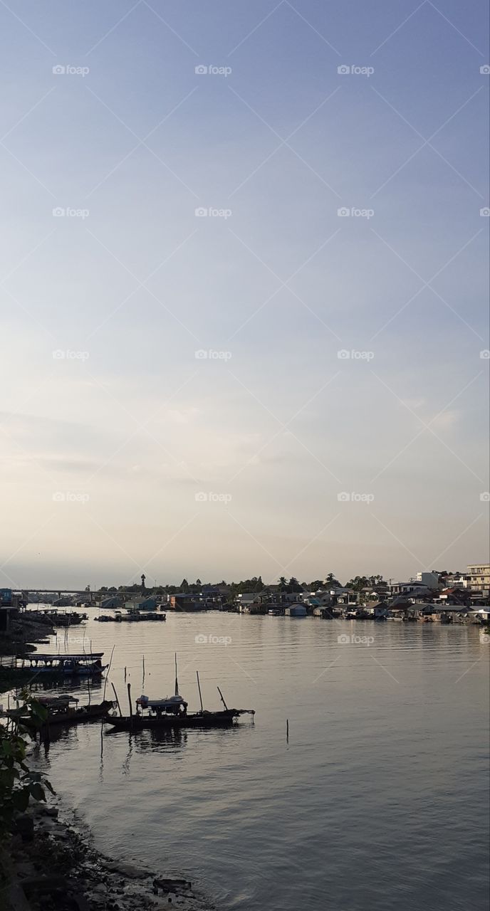 Sunset in the smoothy river