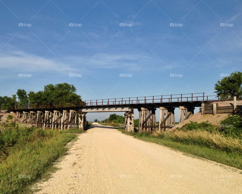 Railroad bridge over Iowa back road 