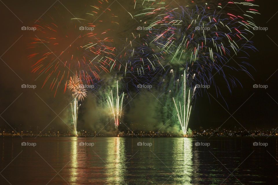 Fireworks in Florianópolis Santa Catarina Brazil.