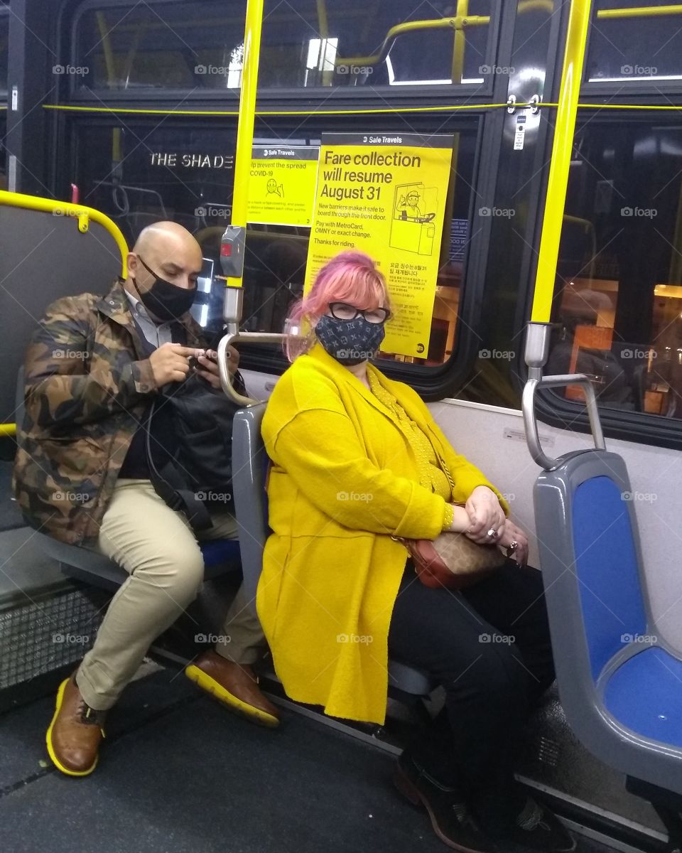 NYC Bus with Facemasks on NYC