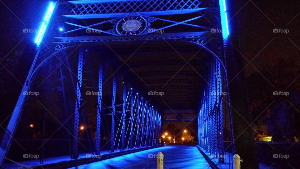glowing blue bridge