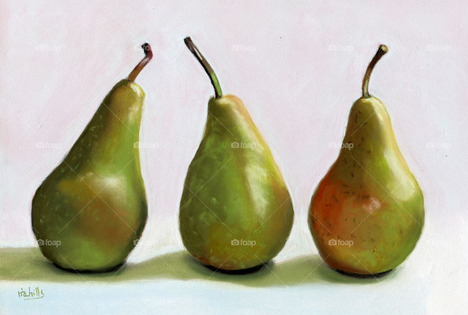 three pears fine art painting
