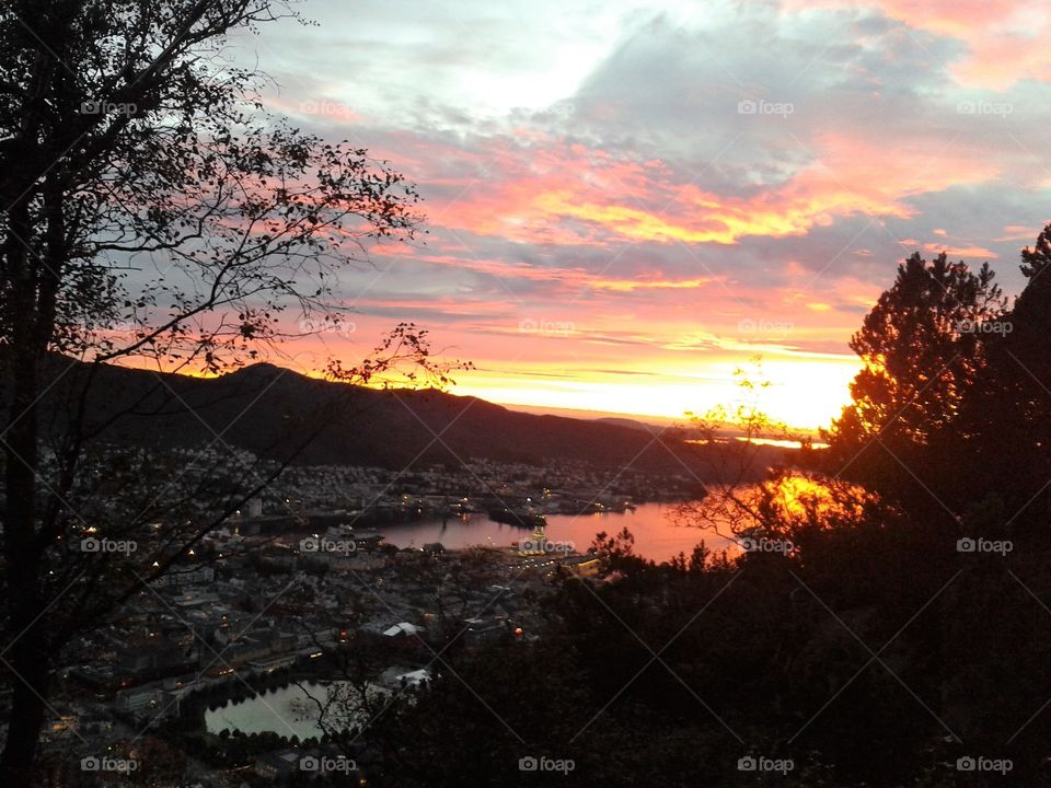 sunset over Bergen