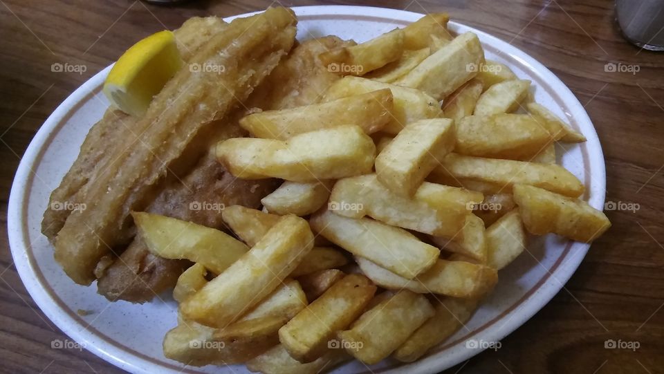 Canadian Battered Rock Eel and Chips