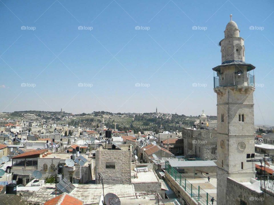Old City of Jerusalem. View towards Mt. Scopus.