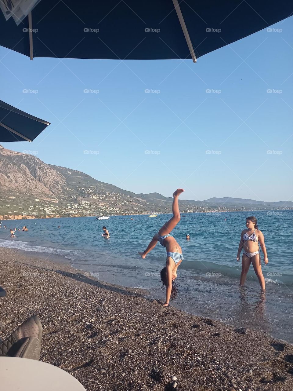 Gum exercises  at the beach