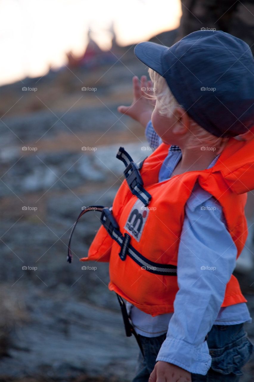 Boy in life jacket