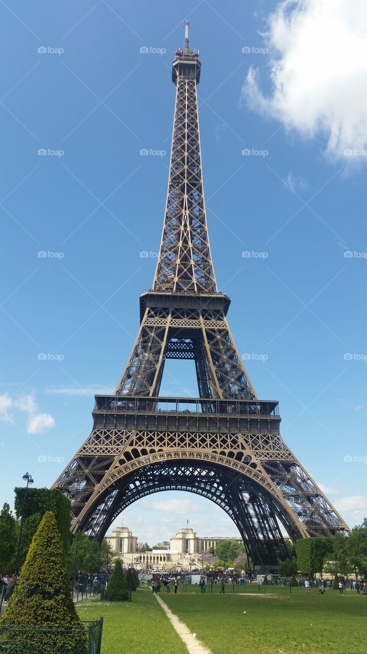 Eiffel Tower. Sunny day in Paris, France.
