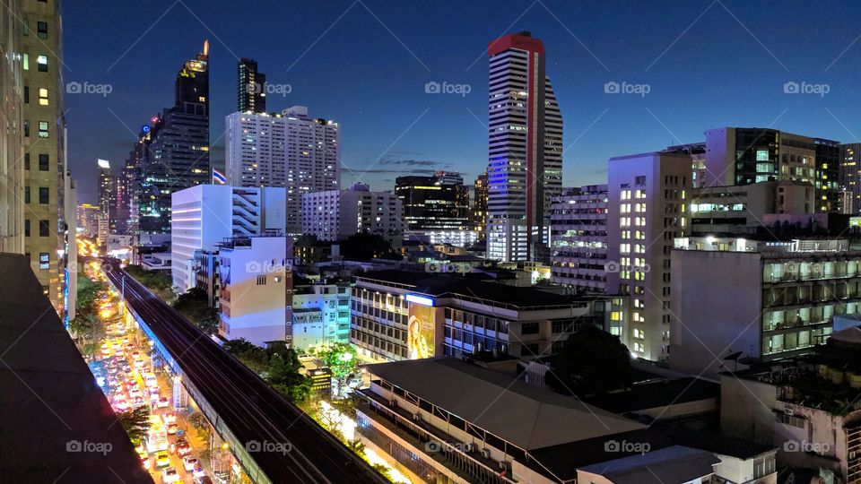 city night, Silom, Bangkok, Thailand.