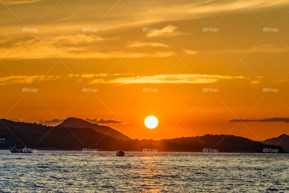 Sunset over Adriatic sea