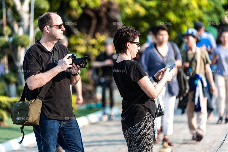 Tourists at Wat Arun temple Bangkok