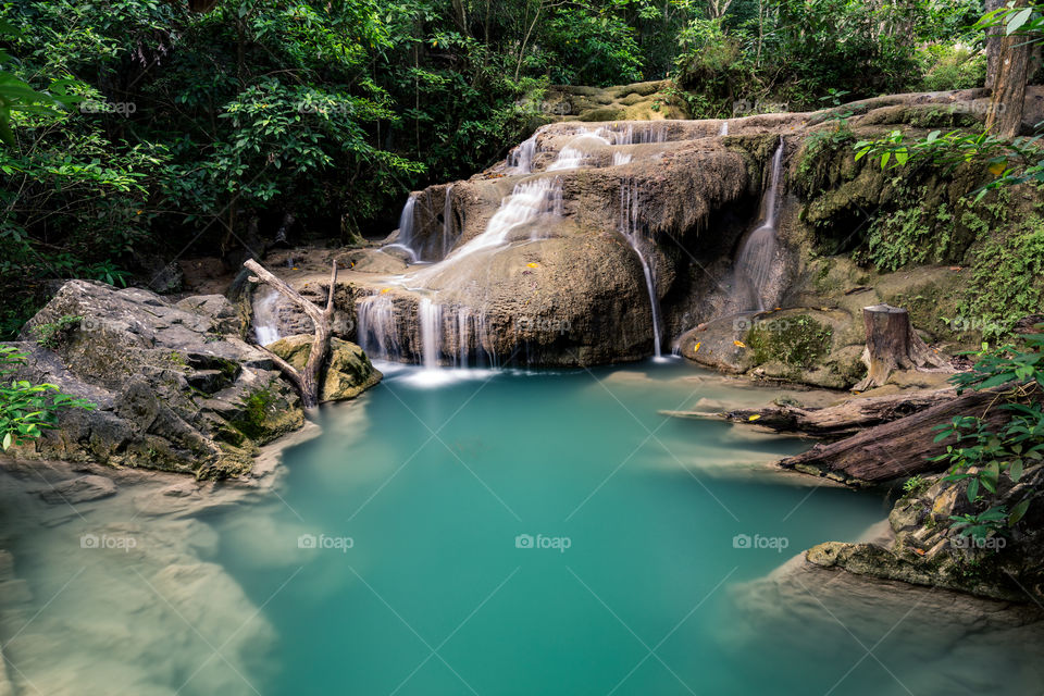 Beautiful  Waterfall in Kanchanaburi Thailand 