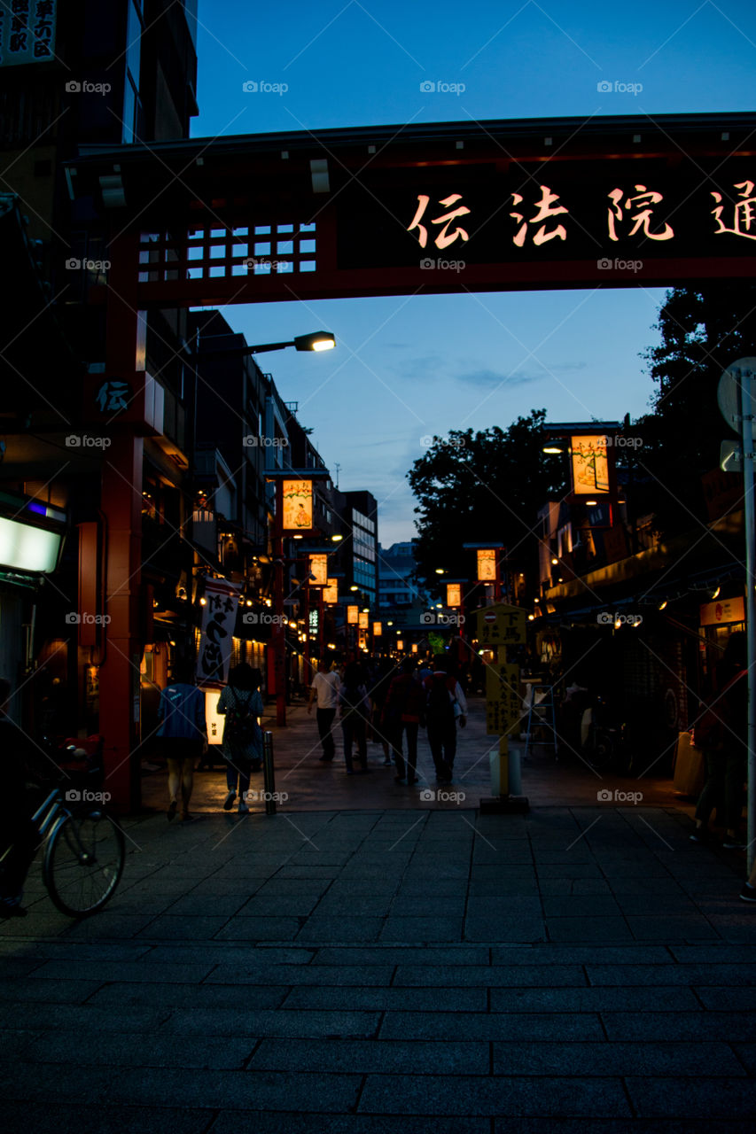 street, lamp, city, Asia, Japan, urban, night, travel