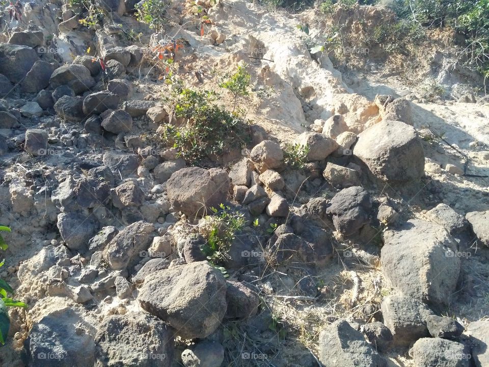 A beautiful scene of stones in the Hill's edge.