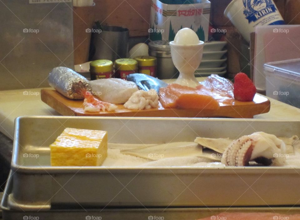 Sushi Ingredients in a Small Restaurant, Nakameguro Tokyo, Japan