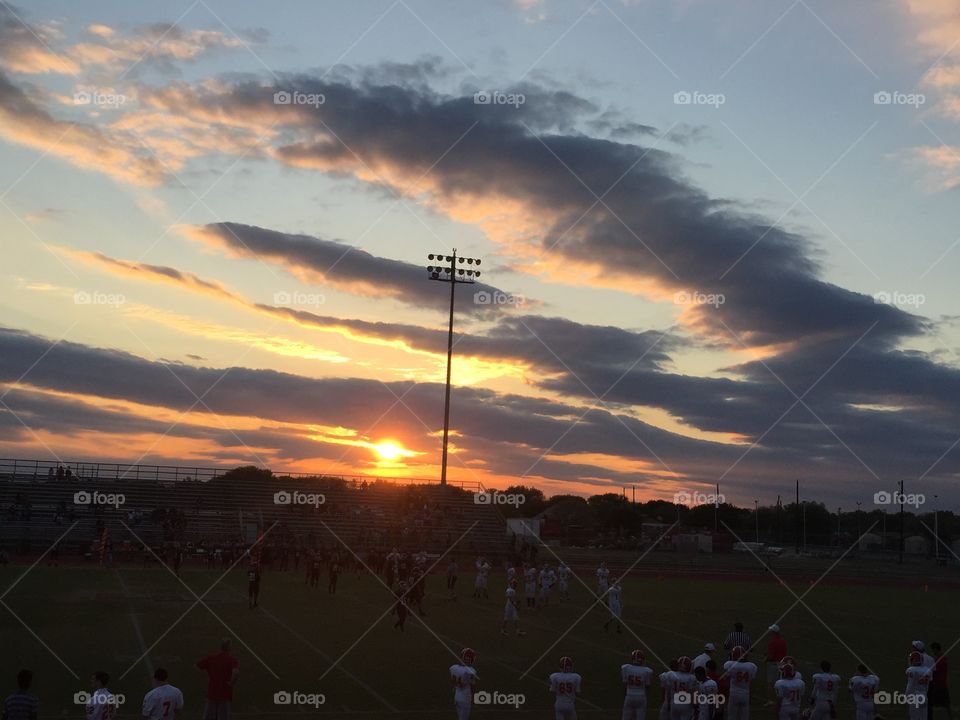 Evening sunset at a High School Football game! 