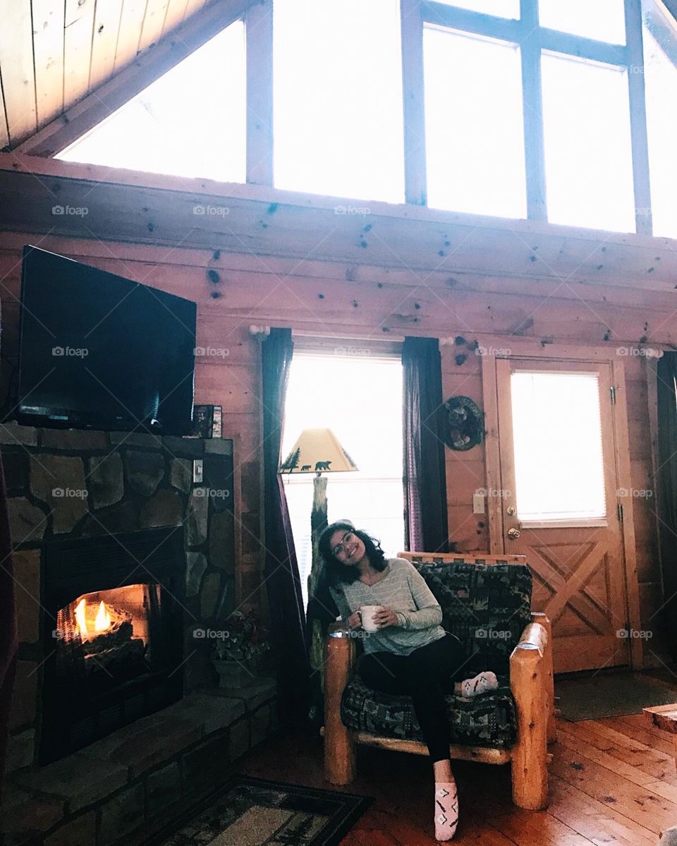 Wood cabin and coffee, perfection. 