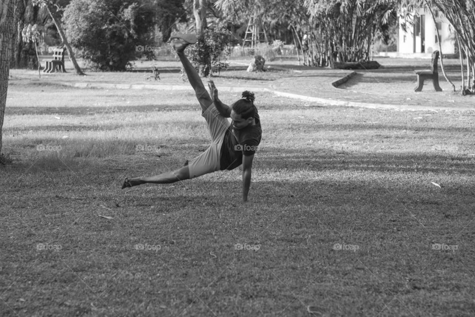 Man dancing in park