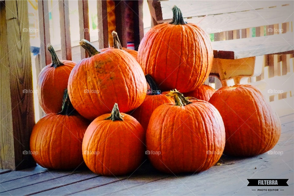 Pumpkins on the porch 