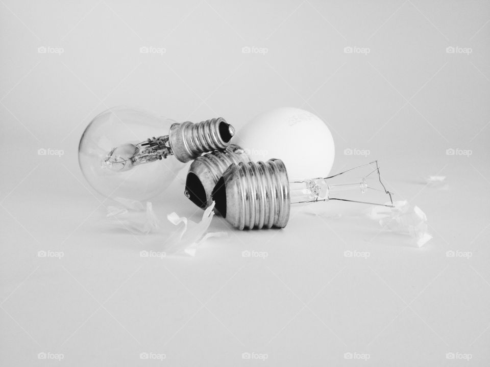 Close-up of broken Light Bulbs