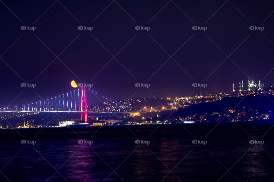 Gorgeous half moon on the Bosphorus Bridge