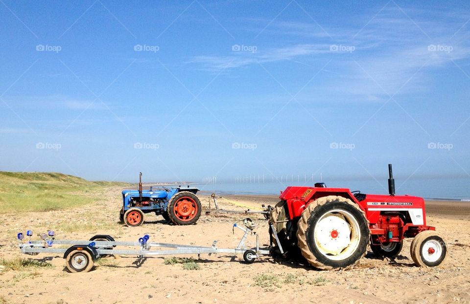 Tractors on the beach
